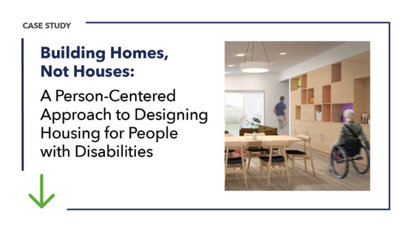 A thumbnail graphic that triggers the same download as the link previous. Alongside it. is an architectural rendering of an accessible residential building with people outside, including a person using a wheelchair.