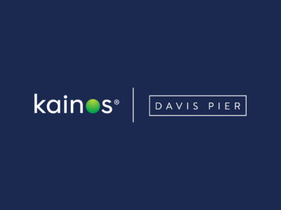 Kainos and Davis Pier logos on a dark blue background.