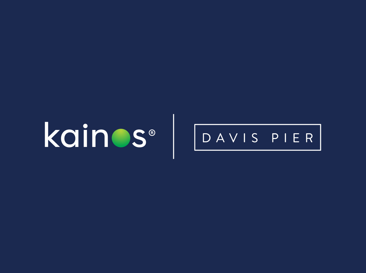Kainos and Davis Pier logos on a dark blue background.