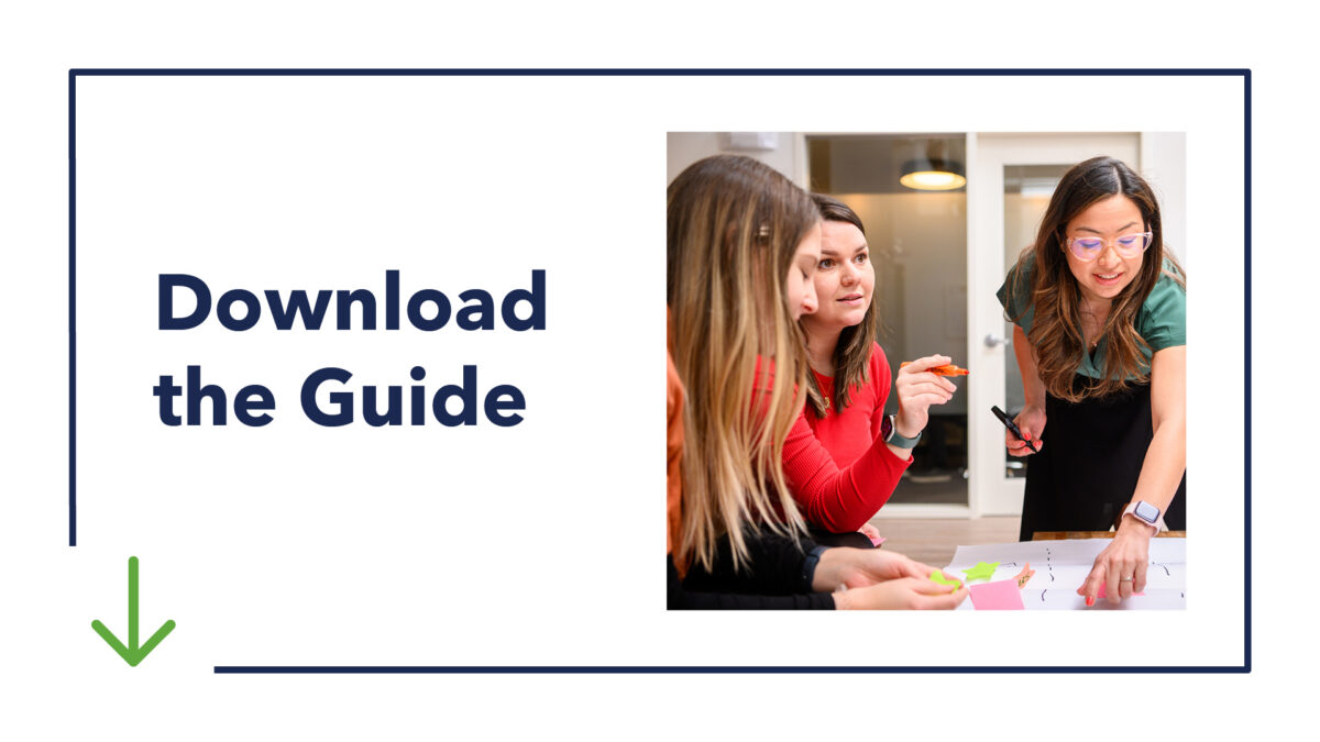 Thumbnail graphic that reads "Download the Guide" with a photo of members of the Davis Pier collaborating at a table.